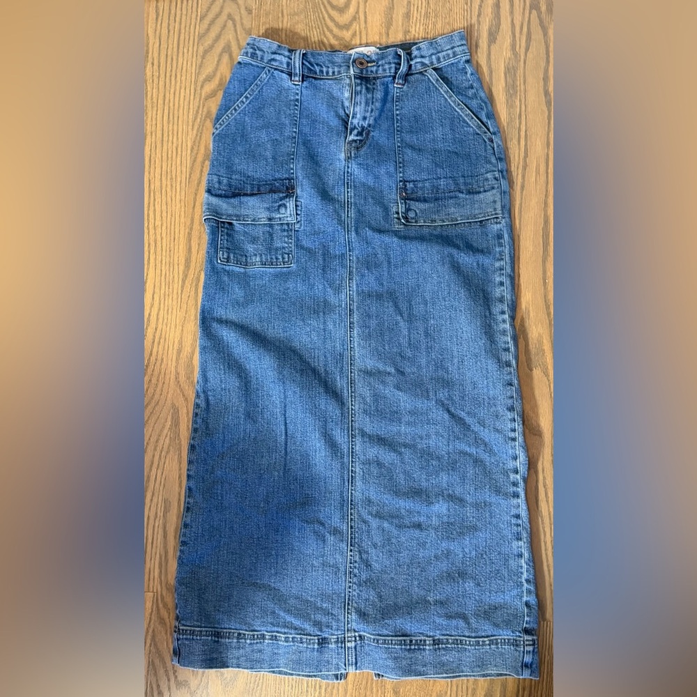 Eddie Bauer Blue Denim Maxi Skirt